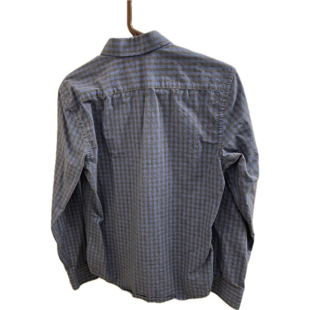 Untuckit Mens Shirt Long Sleeve Button Up Gingham Plaid Blue Gray  Cotton Medium - Picture 2 of 8